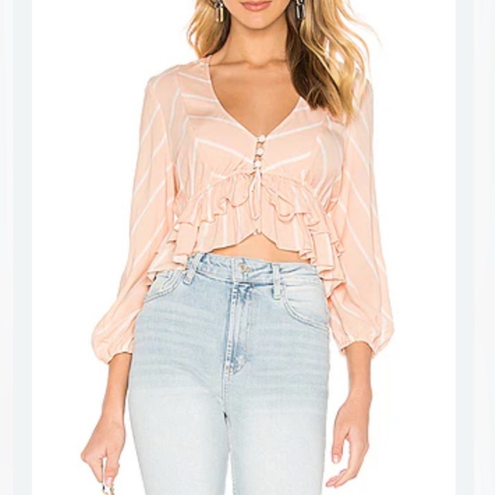 Free People Peach Ruffle Blouse